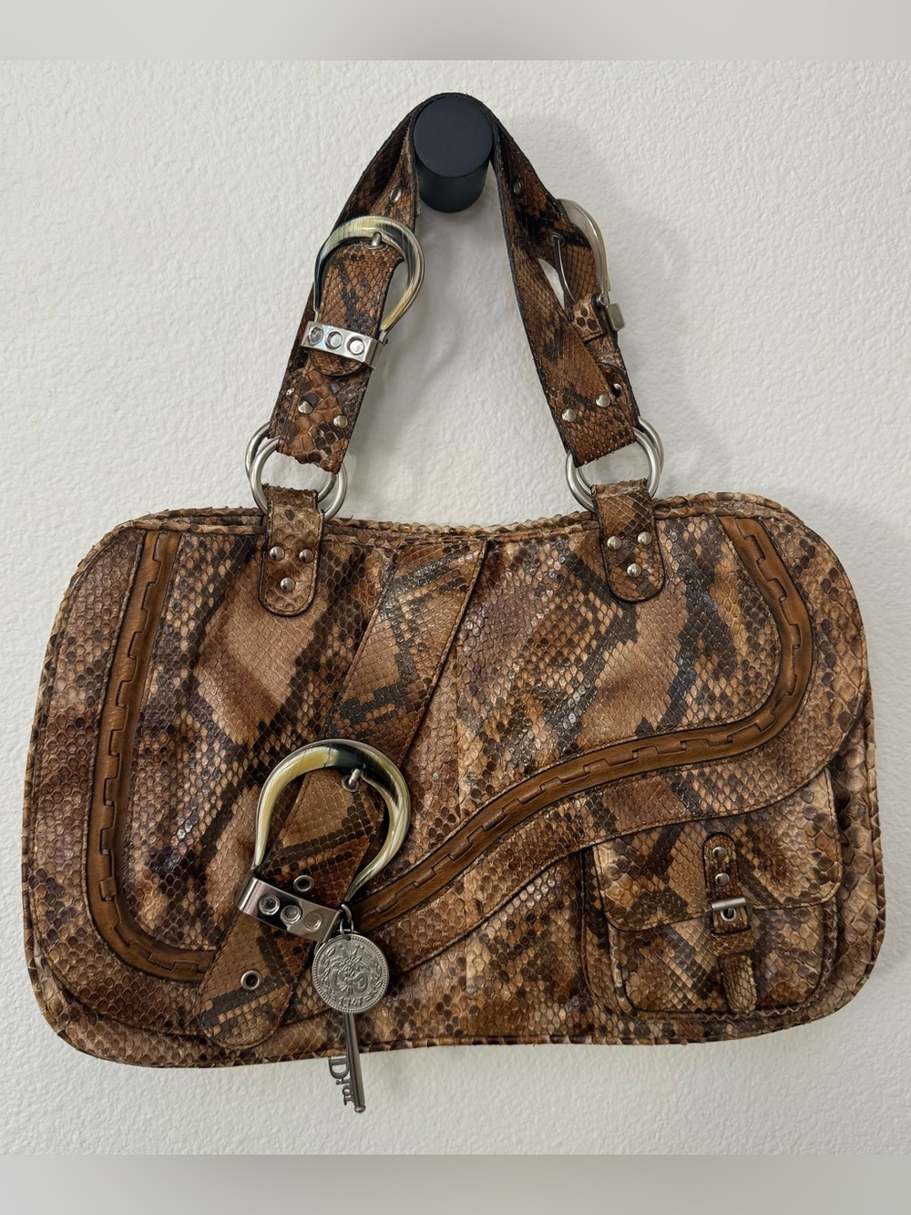 Vintage Dior Python Skin Gaucho Bag
